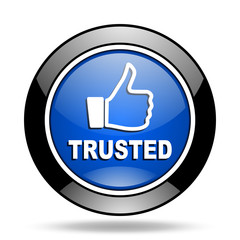 trusted blue glossy icon