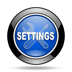 settings blue glossy icon