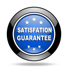 satisfaction guarantee blue glossy icon