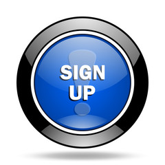 sign up blue glossy icon