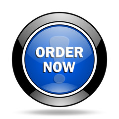 order now blue glossy icon