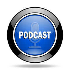 podcast blue glossy icon