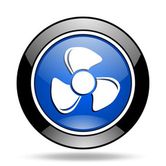 fan blue glossy icon