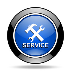 Obraz premium service blue glossy icon