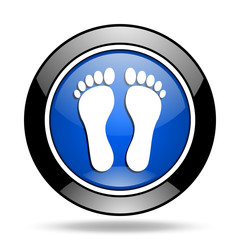 foot blue glossy icon