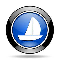 yacht blue glossy icon