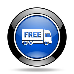 free delivery blue glossy icon
