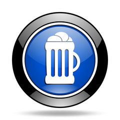 beer blue glossy icon