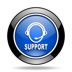 support blue glossy icon