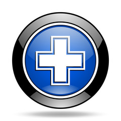 pharmacy blue glossy icon