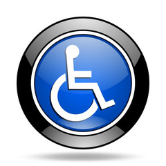 wheelchair blue glossy icon