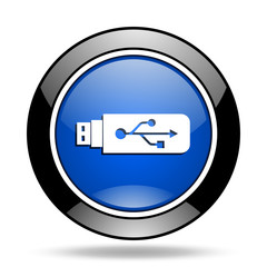 usb blue glossy icon