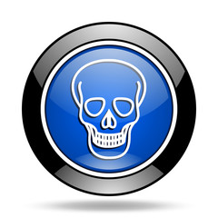 skull blue glossy icon