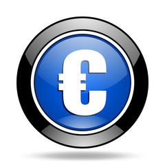 euro blue glossy icon