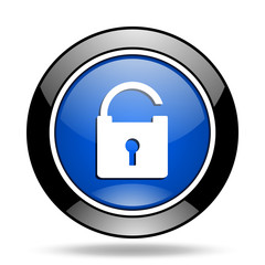 padlock blue glossy icon
