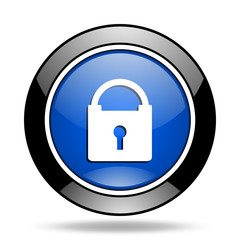 padlock blue glossy icon