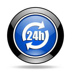 24h blue glossy icon