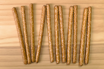 Eleven Large Pretzel Sticks for Counting