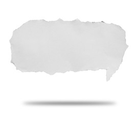 ripped in paper on white , space for copy