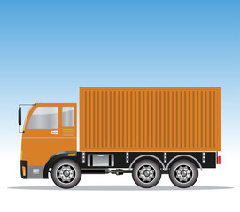 Side view of Cargo Container Truck