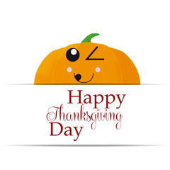 Kawai expression savors pumpkin on white background Thanksgiving