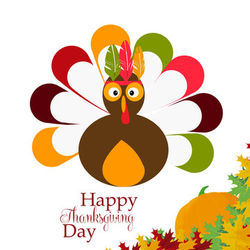 Thanksgiving turkey crown with pen on white background decorated