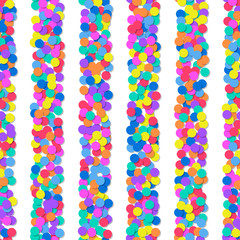 Seamless pattern of colorful confetti. Festive background. Vector