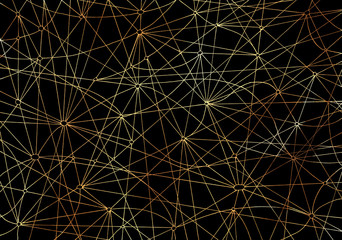 Abstract black background with golden shining lines