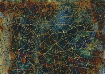 Vintage abstract background with hand drawn lines and old texture