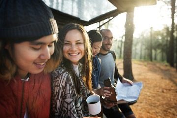 Friendship Camping Coffee Youth Holiday Concept