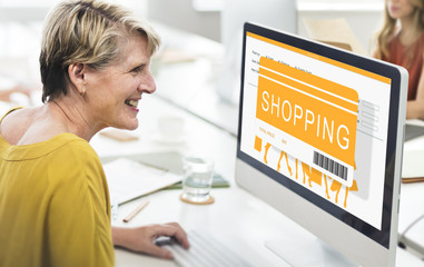Fototapeta na wymiar Shopping Online Sale Shopper Shopaholics Concept