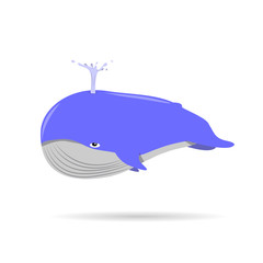 Cartoon whale blow water ,Vector illustration