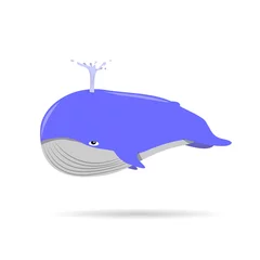 Foto op Canvas Cartoon whale blow water ,Vector illustration © meen_na