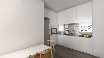 3d rendering kitchen in condominium idea with nice decoration