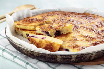 Simple black currant cake. Rustic style.