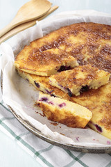 Simple black currant cake. Rustic style.