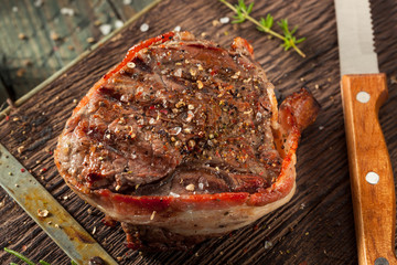 Organic Grass Fed Bacon Wrapped Sirloin Steak