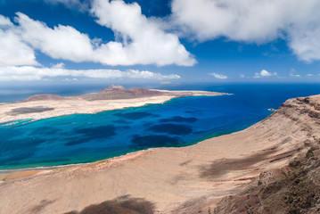 Fototapeta na wymiar Aerial view of the part of Graciosa Island from Mirador del Rio. Lanzarote. Canary Islands. Spain
