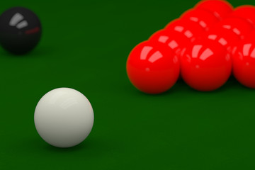 Snooker Balls on Snooker Table, 3D Rendering