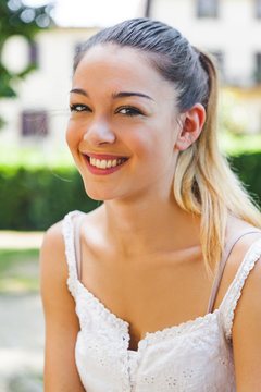 Smiling Teenage Girl Portrait Outdoors