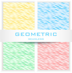 Set of geometric patterns in pale colors. Vector illustration.