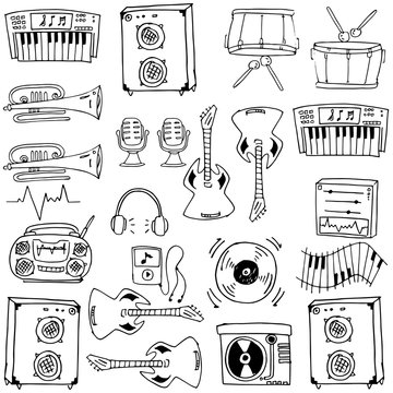Stock collection vector music doodles