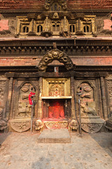 A gilded shrine to Goddess Durga in Bhaktapur, Nepal