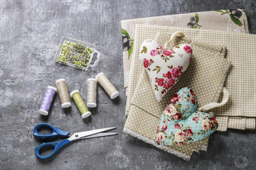Sewing set: fabrics and threads