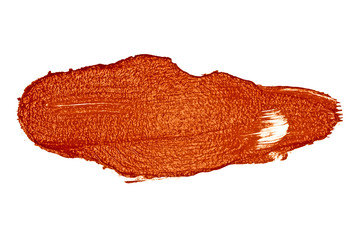 Brown color lipstick stroke on white background