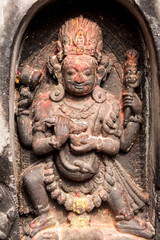  A sculpture of the Hindu god Shiva in his tantric form of Bhairava in Svayambhunath, Nepal