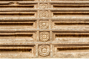Carved sandstone steps at the Kelaniya Temple, Sri Lanka.