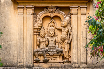 A carving of the demon-king Vibhishana at the Kelaniya Temple, Sri Lanka.