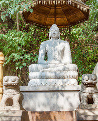 A statue of Buddha at the Buddhist Kelaniya temple in Sri Lanka.