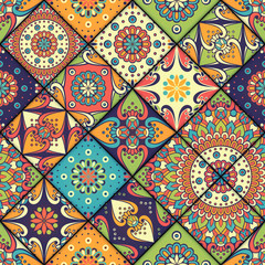 Ethnic floral seamless pattern